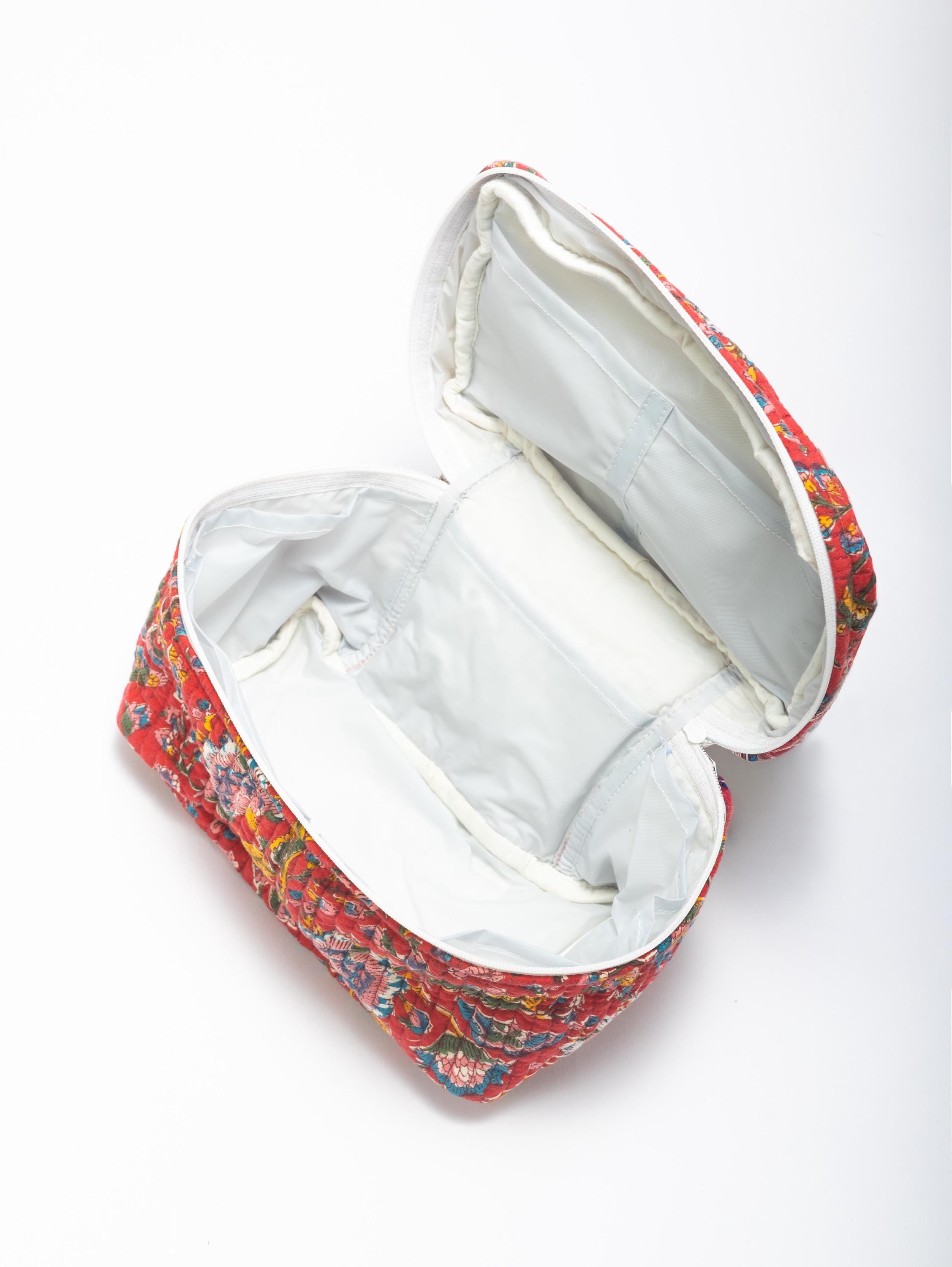 Lot de 3 trousses de toilette, trousse à maquillage en coton, trousse à maquillage matelassée, trousse à maquillage florale, trousse à maquillage pour femme - livraison gratuite - France