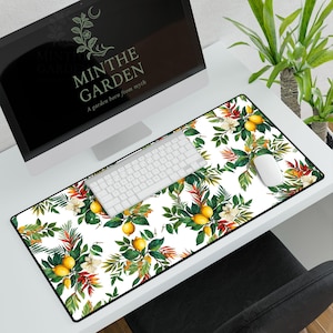Vintage Lemon Desk Mat, Lemon Print Desk Pad, Retro Lemon Mouse Pad, Yellow Fruit Office Decor, Citrus Desk Accessories