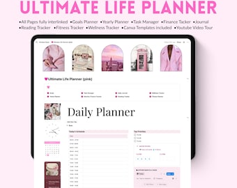 2026 Notion Life Planner Template, All In One Notion Dashboard, Minimal Personal Planner, ADHD Notion, That Girl Aesthetic Notion Template