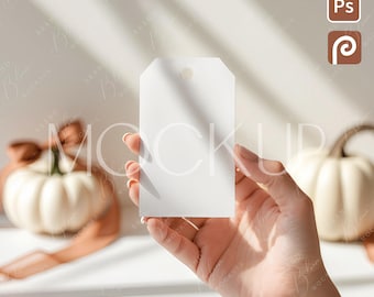 Favor Gift Tag Mockup, Pumpkins Empty Gift Tag Mockup, Autumn Gift Tag Mockup 2x3.5, Fall Thank You Tag Mockup, Halloween Holiday Tag Mockup