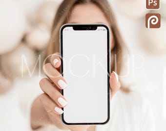 Boho elektronische uitnodiging smartphonemodel, elegant iPhone-schermmodel, minimalistische sjabloon mobiel apparaat PSD