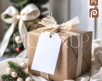 Holiday Gift Tag Mockup, Xmas Rectangle Favor Tag Mockup, Christmas Tag Mockup 2x3,5, Xmas Present Tag Mockup, Winter Thank You Tag Mockup