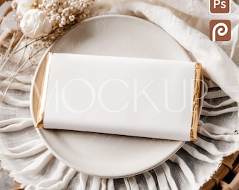 Boho Gift Chocolate Bar Mockup, Baby Shower Chocolate Label Mockup, Birthday Blank Candy Bar Wrapper Mockup, Wedding Candy Wrapper Mockup