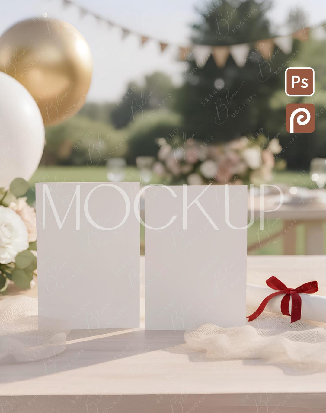 Double 5x7 Graduation Invitation Mockup, Two Sides High School Card ...