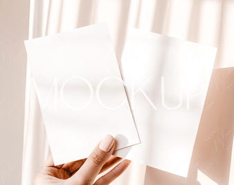 Baby Shower Boho Double Invitation Mockup, Wedding Two Sides Card Mockup 5x7, Bridal Shower Double Greeting Card Mockup, Simple Card Mockup