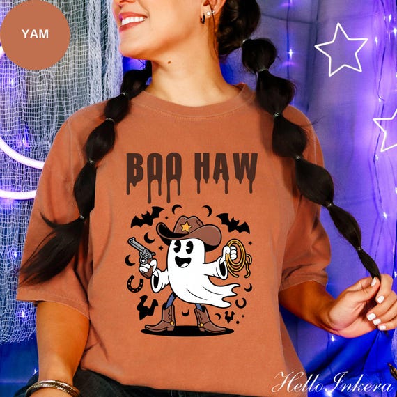 Boo Haw Ghost Cowboy Halloween Shirt, Cute Western Ghost Tee, Spooky Fall Shirt, Country Girl Gift, Fall Pumpkin Patch Shirt, Halloween Gift