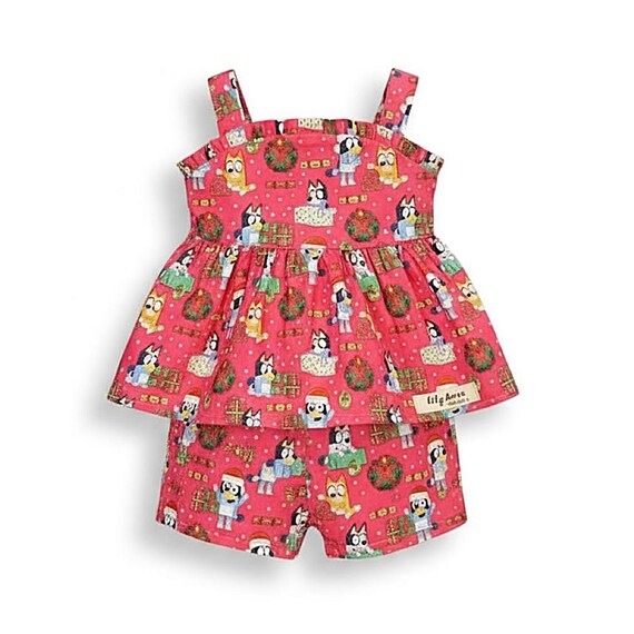 Handmade Bluey Christmas Outfit | 100% Cotton Top and Shorts
