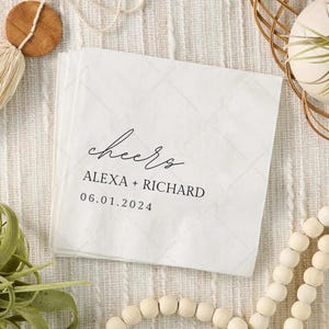 Individuelle Servietten für Hochzeit, Jubiläum, Verlobung | Personalisierte Monogramm Cocktail Getränke Luncheon Dinner Serviette