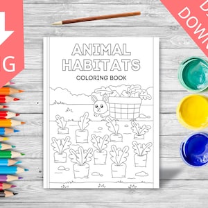 Livre de coloriage éducatif animaux pour enfants | 46 pages à imprimer | PNG à télécharger – Animaux de la jungle,et des océans