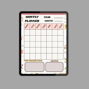 Instant Download Digital Monthly Planner | Printable Calendar Organizer | Undated A4/ US Letter | A5 /half letter/Schedule Planner PDF |