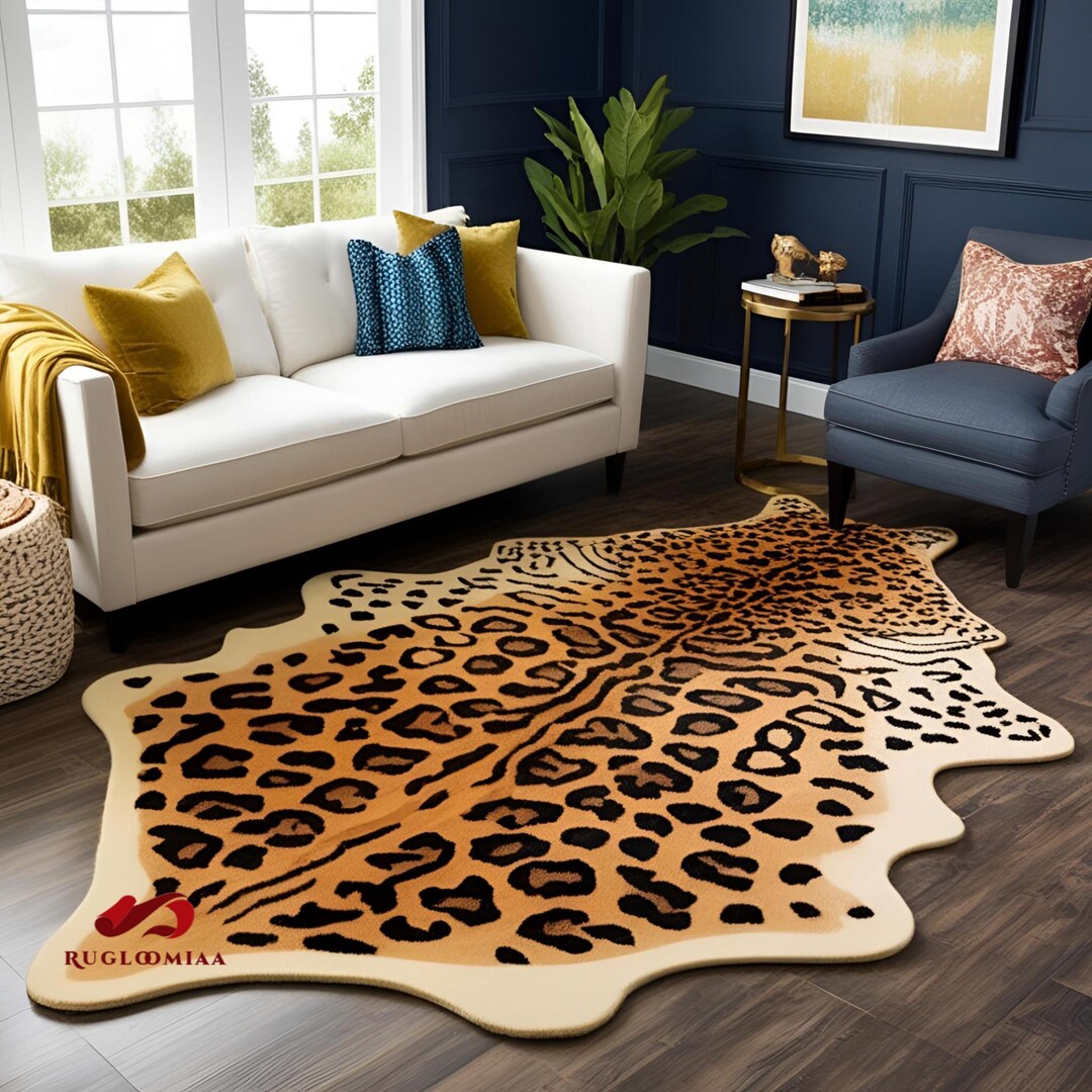 Hand-tufted Wool Leopard Print Rug | Exotic Home Decor - Etsy