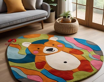 Hand-Tufted Wool Bear Rug – Playful Nursery Decor