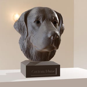 Golden retriever dog head memorial bust statue3d printing stl file, dog head, pets, statue, diorama, animals