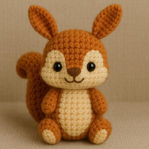 Cute Amigurumi Squirrel Plush Toy | Handmade Crochet Squirrel | Custom Kawaii Squirrel Stuffed Animal | Unique Amigurumi Gift