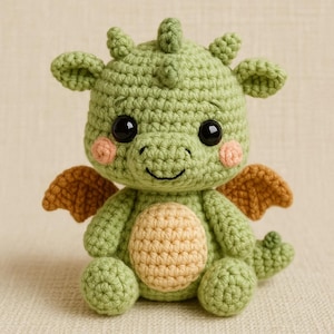 Cute Amigurumi Dragon Plush - Handmade Stuffed Dragon Toy, Soft Baby Dragon Amigurumi, Crochet Fantasy Creature - Perfect Dragon Gift