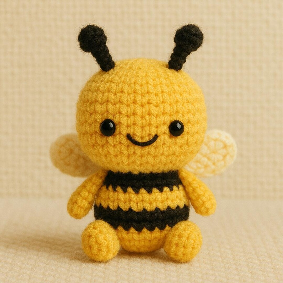 Cute Bee Amigurumi Plush Toy - Handmade Crochet Bee, Stuffed Bee ...
