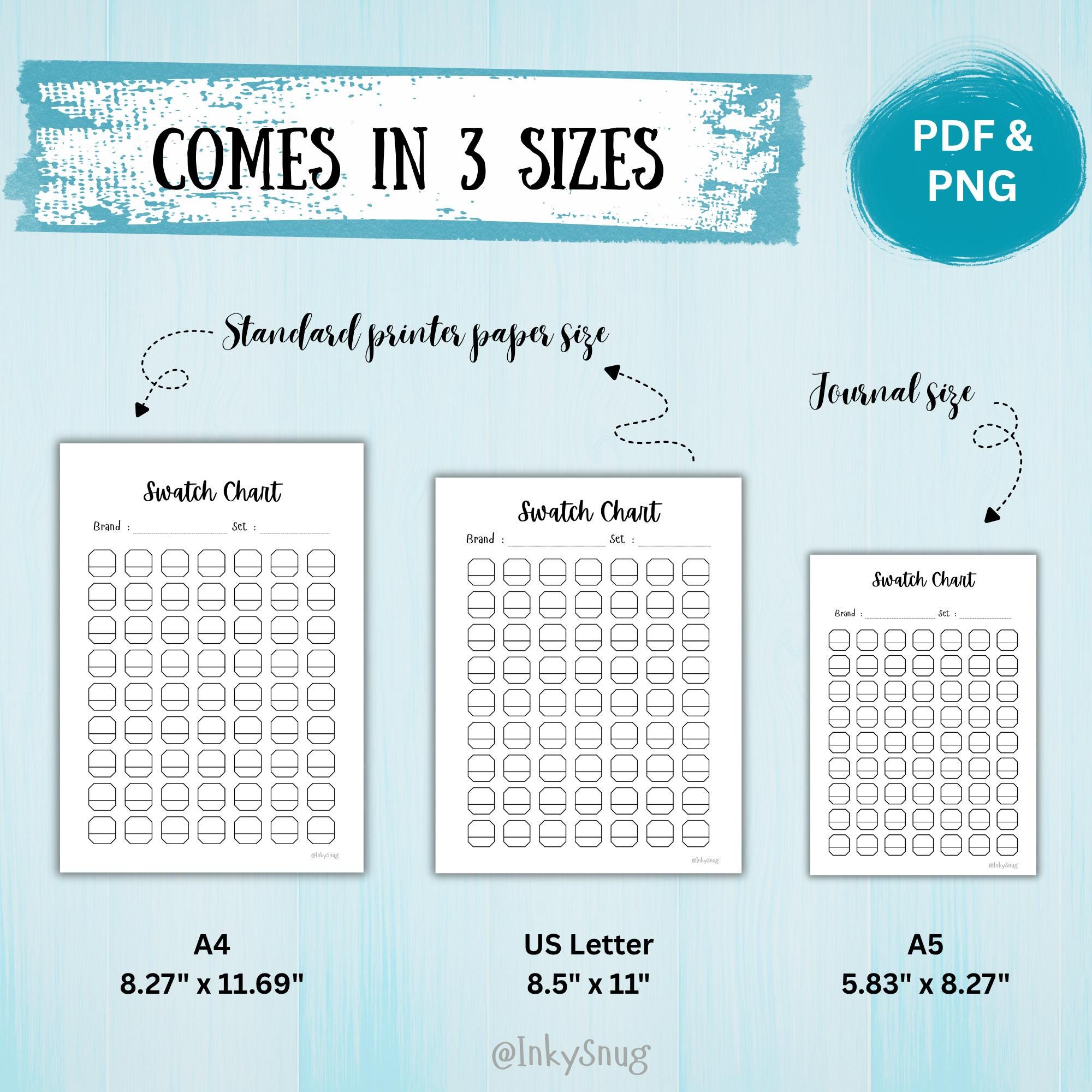 Swatch Chart Journal Printable-octogon| Marker Color Tracker | Bullet ...