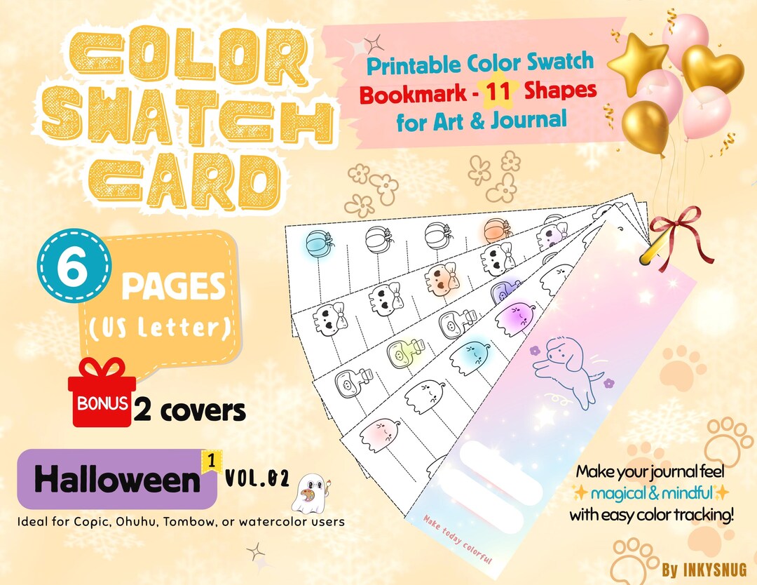 Halloween Color Swatch Bookmark Printable: Spooky Theme (PDF Download ...