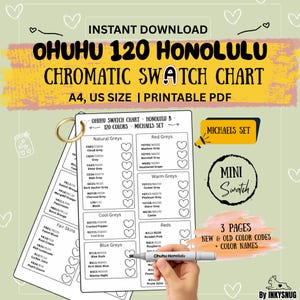 Michaels Ohuhu Honolulu 120 Color Chromatic Mini Swatch Chart / Nuovi, vecchi codici e nome del colore