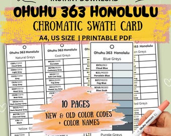 Ohuhu Honolulu 363 Color Chromatic  Swatch Card |  New, Old Codes and Color names