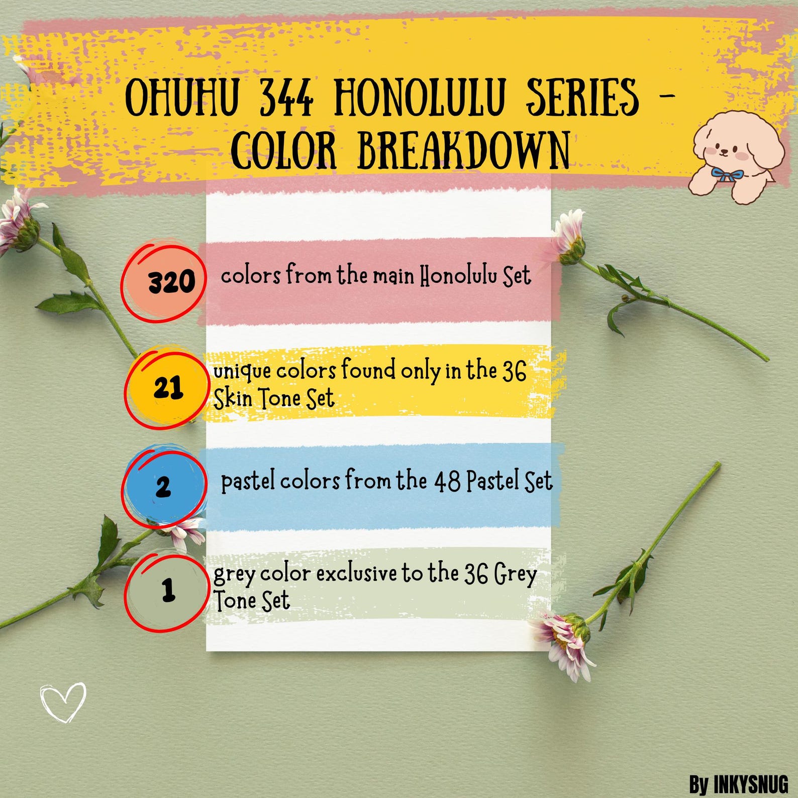 Ohuhu Honolulu 344 Color Chromatic Swatch Chart | New, Old Codes and ...