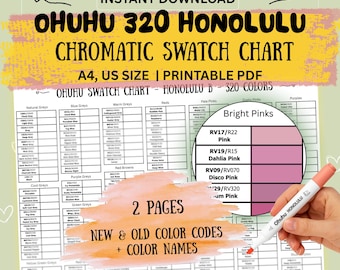 Ohuhu Honolulu 320 Color Chromatic Swatch Chart | New, Old Codes and Color name