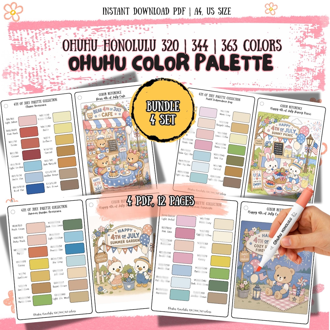 Ohuhu Marker Color Palette | 4th of July Collection | Big Bundle (PDF)