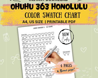 Ohuhu Honolulu 363 Farbmuster |  Neue Codes | PDF Sofortdownload
