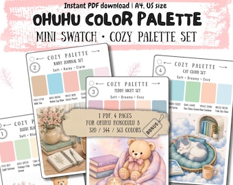Ohuhu Cozy Color Palette Mini Swatch Card | For Honolulu B 320 344 363 | Marker Tracker PDF