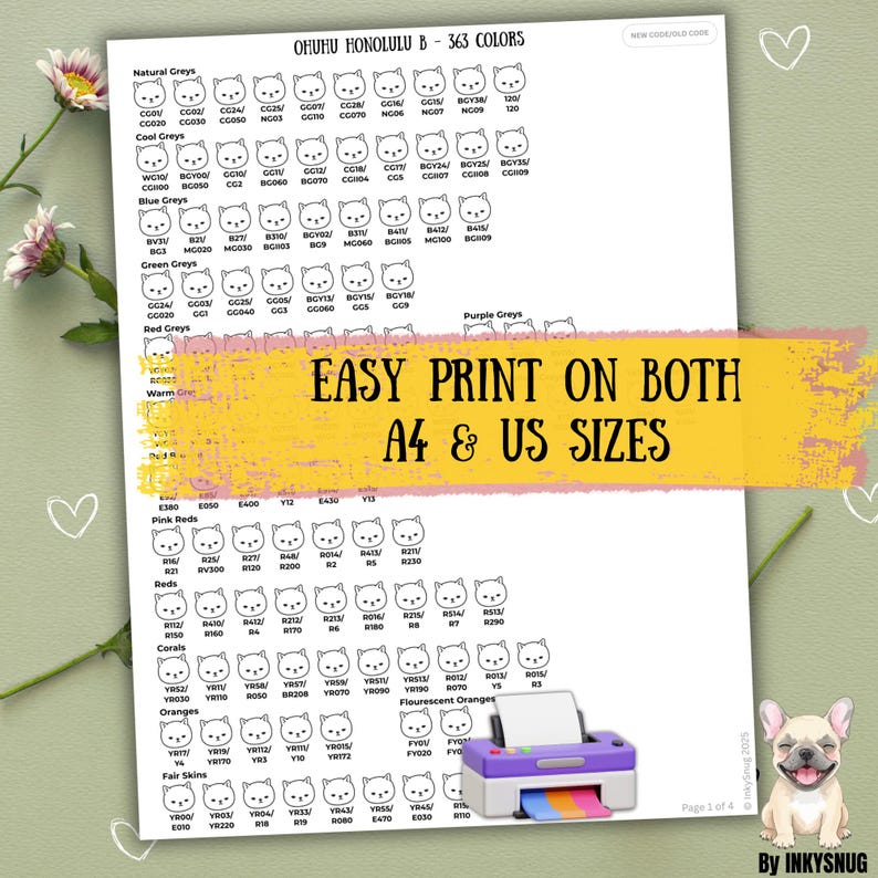 Ohuhu Honolulu 363 Color Swatch Chart | New, Old Codes | PDF Instant ...