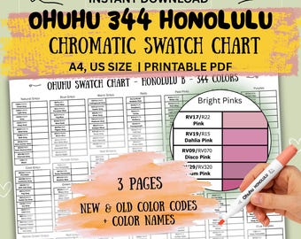 Ohuhu Honolulu 344 chromatische kleurstalenkaart | Nieuw, oude codes en kleurnaam