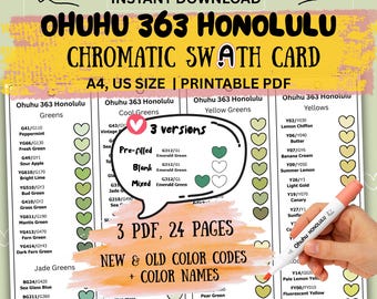 Vorausgefüllte Ohuhu Honolulu Farbmusterkarte in 363 Farben | Alte, neue Codes und Farbnamen