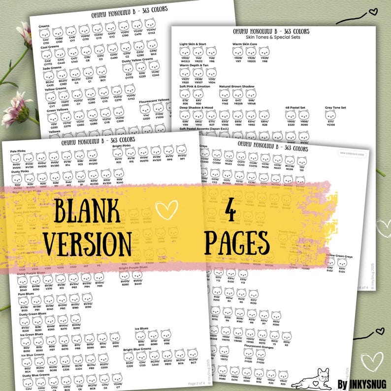 Ohuhu Honolulu 363 Color Swatch Chart | New, Old Codes | PDF Instant ...
