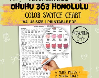 Ohuhu Honolulu 363 Farbmuster |  Neue, alte Codes | PDF Sofortdownload