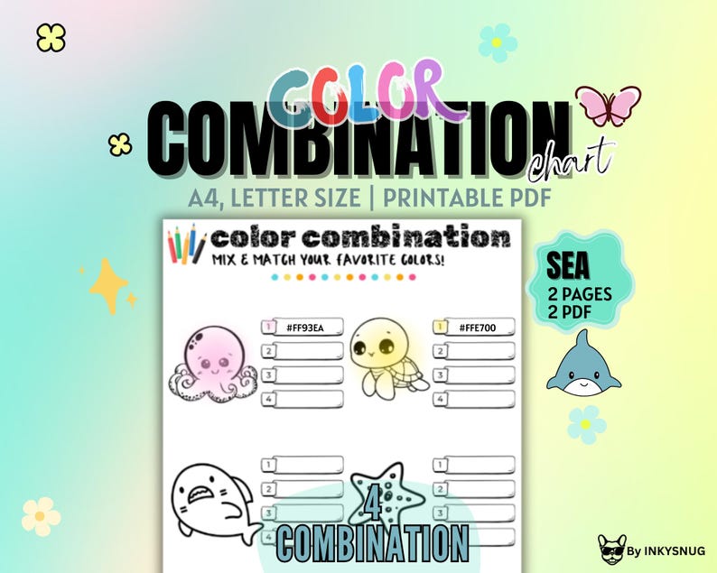 Sea Color Combination Chart | Cute Ocean Palette Worksheet PDF ...
