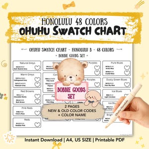 Ohuhu Honolulu B 48 Färgprovsdiagram | Bobbie Goods Set (utskrivbar PDF)