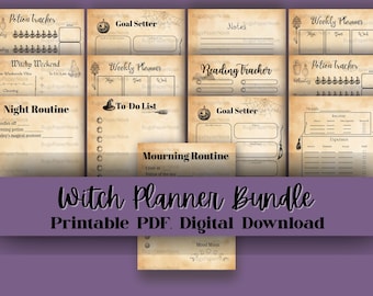 Witchy Planer-Bundle: Magische Routine & Ziele (PDF)