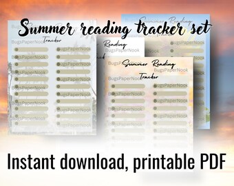 Afdrukbare zomerleestracker: boekenlijst van 4 pagina's (8,5 x 11) (pdf-download)