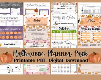 Halloween-Planer-Bundle | Tages- und Wochenplaner, Countdown, Memory keeper, Bucket List, Mood Tracker + Mehr
