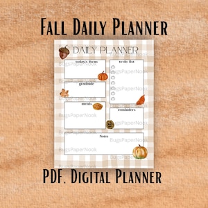 Autumn Daily Planner PDF | Fall Printable To-Do List with Gratitude, Meals & Pumpkin Checkboxes | Cozy Fall Planner Page
