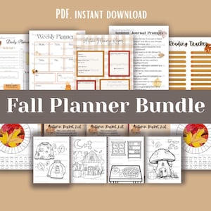 Fall Planner Bundle | Autumn Digital Planner PDF Set | Cozy Daily & Weekly Layouts, Journal Prompts, Mood Tracker, Bucket List + More