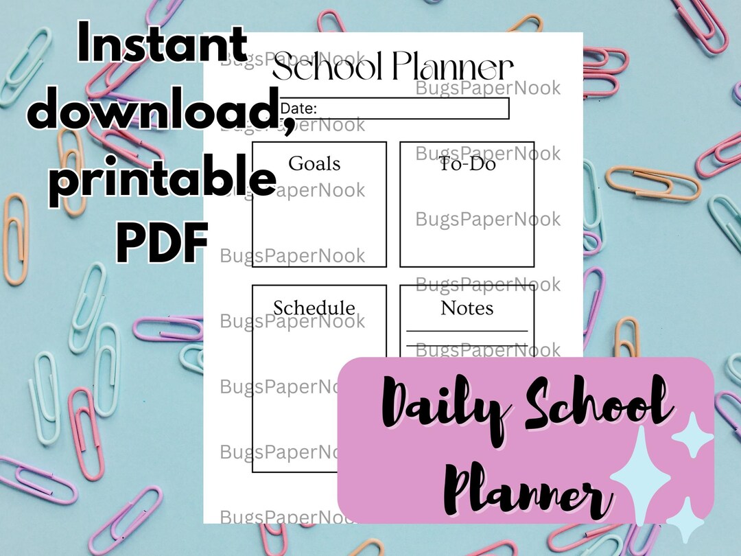 Daily Student Planner: Printable School Schedule, To-do List (8.5x11 ...