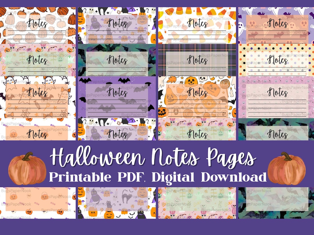 Important Note Spooky Halloween Notes Pages | Spooky Stationery Set, 26-page (digital ...
