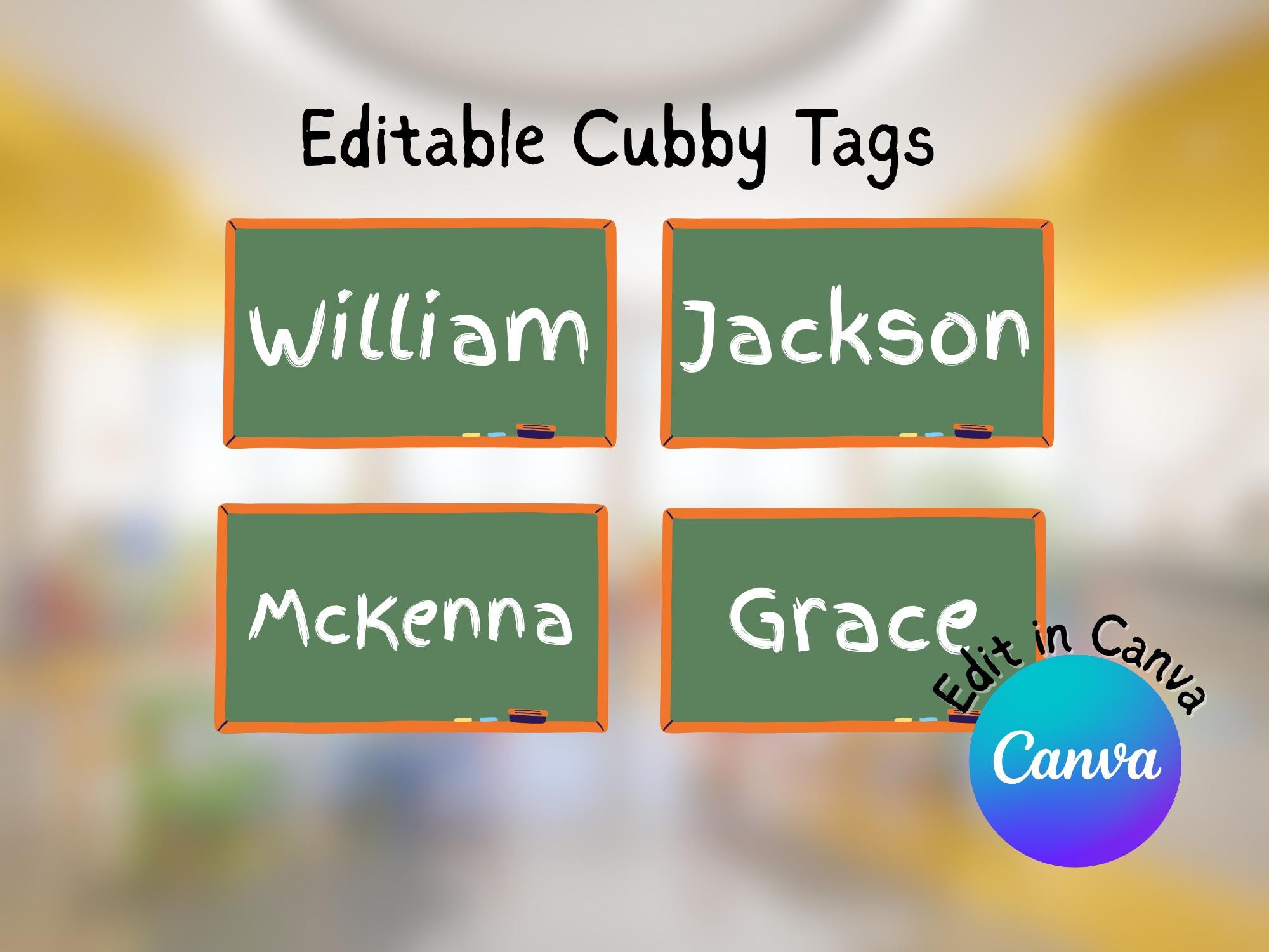 Editable Chalkboard Cubby Tags | Printable Name Labels for Classroom ...
