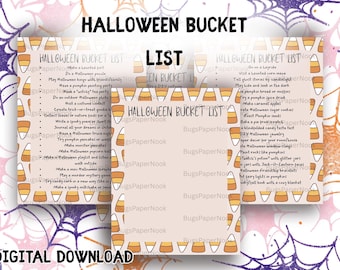 Halloween Bucket List | 60 Fall & Spooky Season Prompts + Blank Page | Autumn Printable Activity Planner