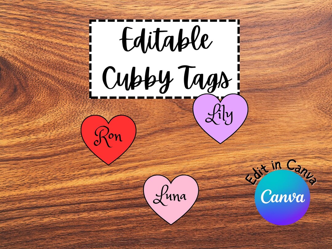 Heart Cubby Tags | Valentine’s Day Classroom Labels | Editable in Canva ...