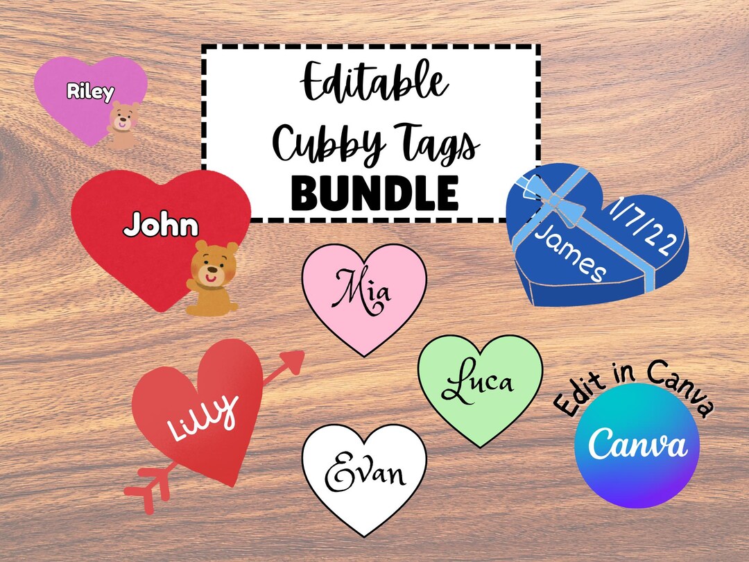 Valentine’s Day Cubby Tags Bundle | Editable Classroom Labels | Canva ...