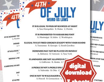 4th of July Trivia Game: Independence Day Family Fun (Printable PDF)