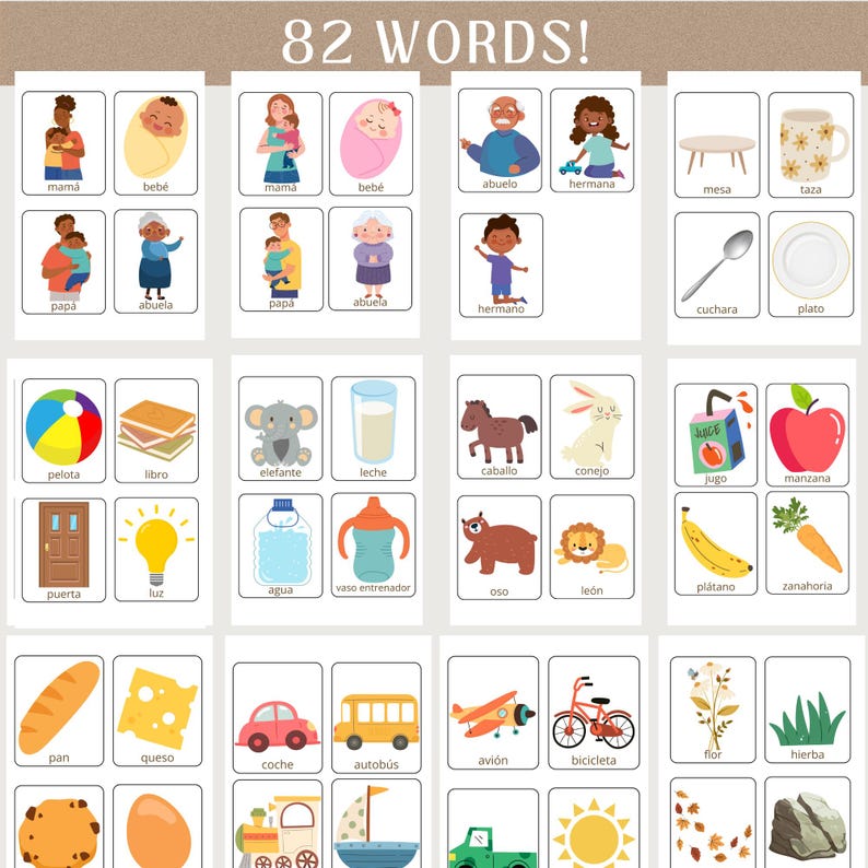 Spanish First Words Flashcards: Bilingual Learning for Toddlers (PDF ...
