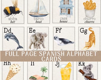 Spanish Alphabet Flashcards: Bilingual ABC Cards (PDF Printable)